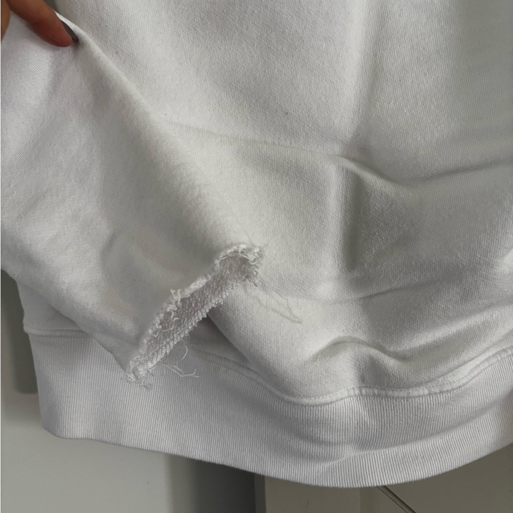 White scoop, neck, cropped sweatshirt - Picture 3 of 6